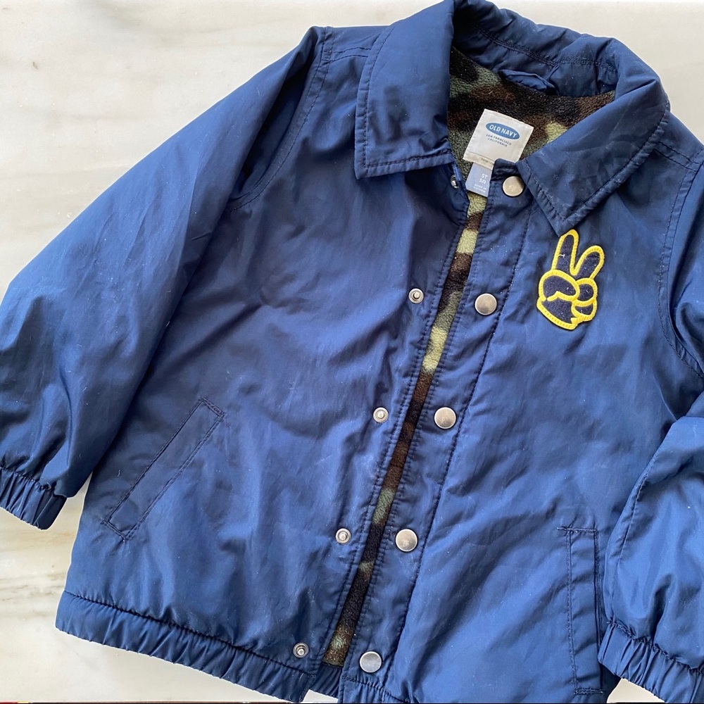 Peace Sign Coach Jacket with Fleece Interior